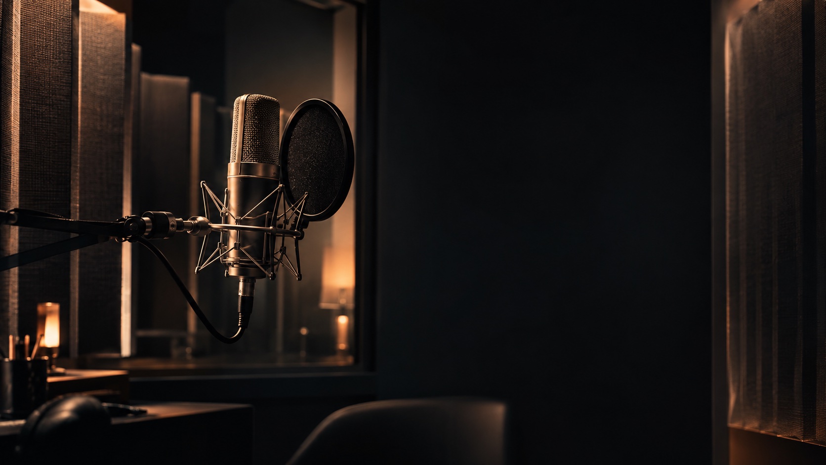 Podcast microphone in a quiet studio